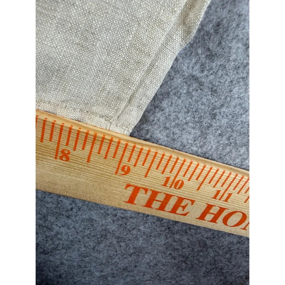 Perry Ellis Linen Pants Mens 36 Beige Excellent Drawstring Button Fly Straight